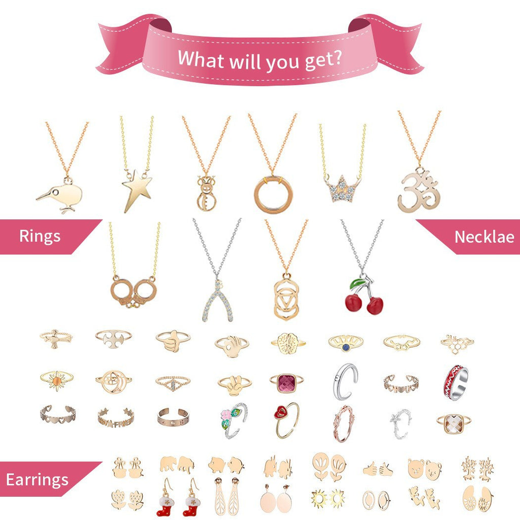 Christmas Countdown Blind Box Ornaments Blind Box Set Blind Box Ring Necklace Earrings Keychain Christmas 24-piece Set