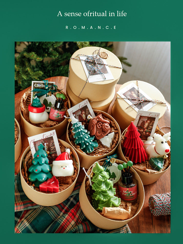 Christmas Atmosphere Handmade Gift Christmas Tree Deer Shape Candle Christmas Aromatherapy High-end Gift Box Set
