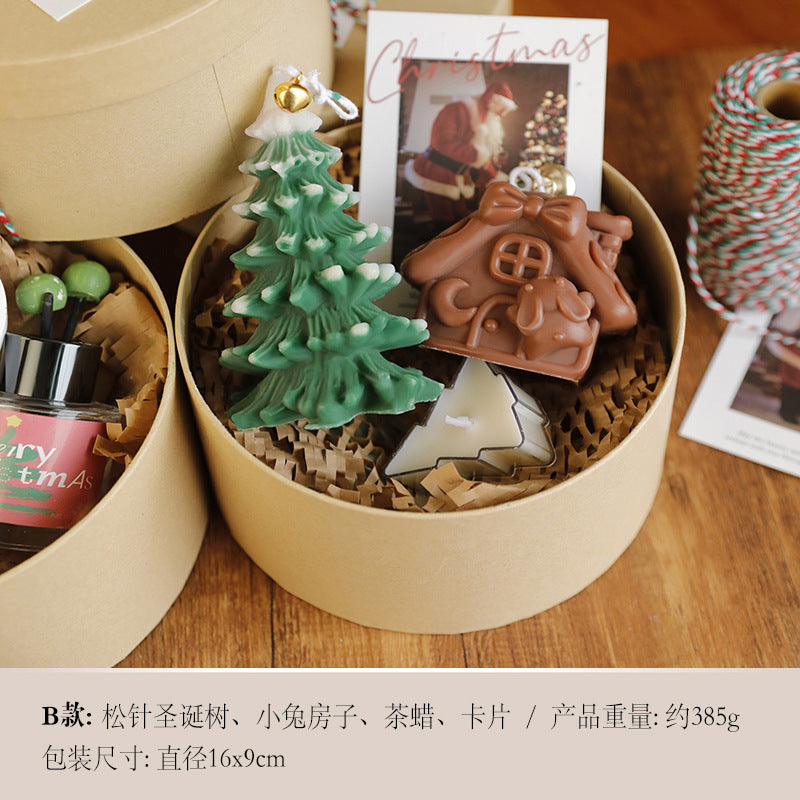 Christmas Atmosphere Handmade Gift Christmas Tree Deer Shape Candle Christmas Aromatherapy High-end Gift Box Set