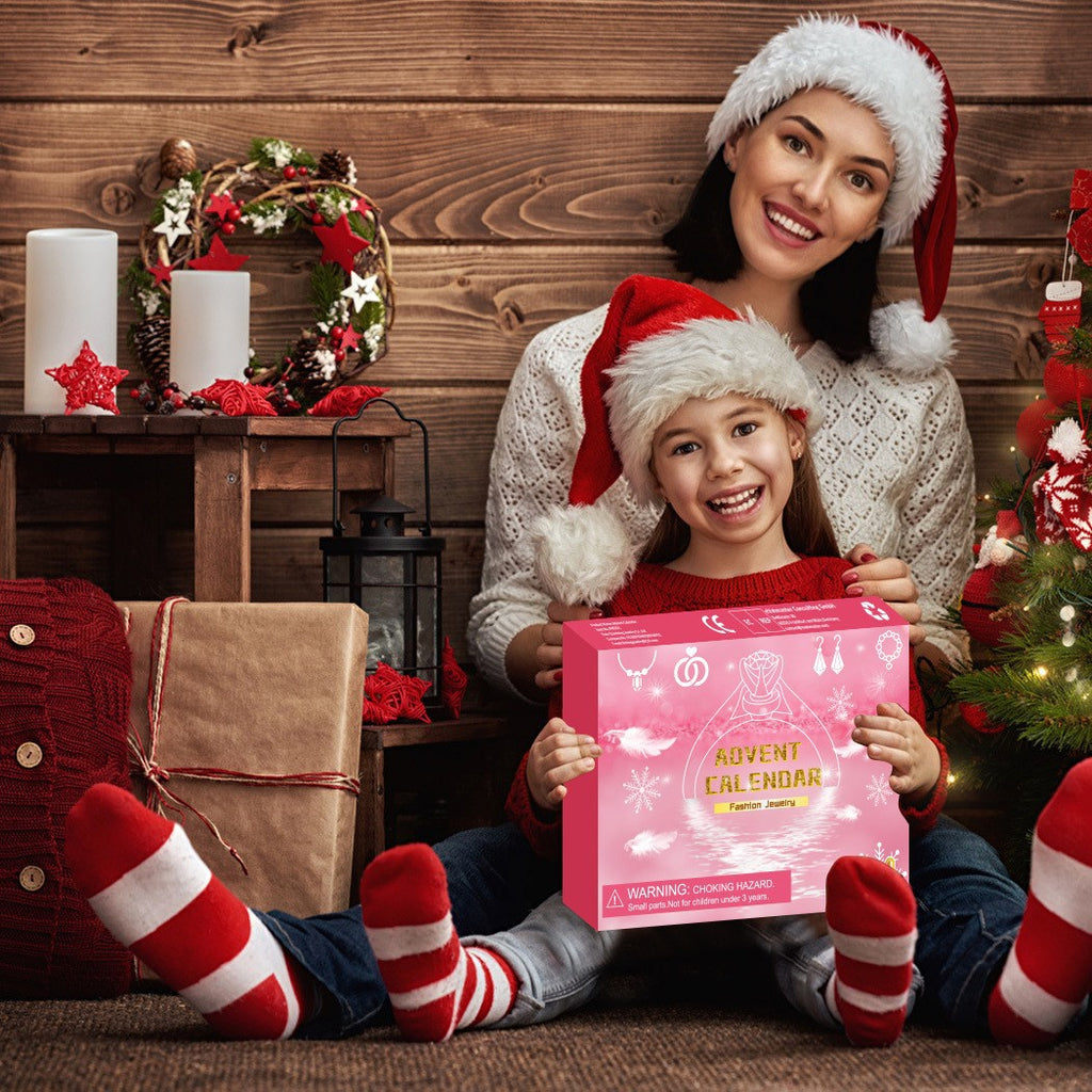 Christmas Countdown Blind Box Ornaments Blind Box Set Blind Box Ring Necklace Earrings Keychain Christmas 24-piece Set