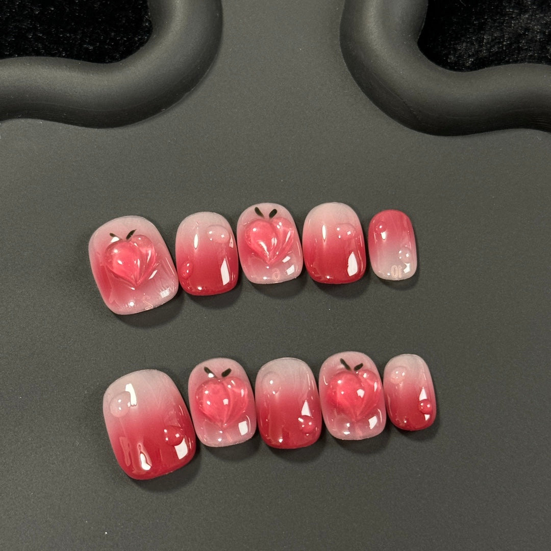 2. Adorable Cute Short Nails with Pink Ombre PressOn Nail Art