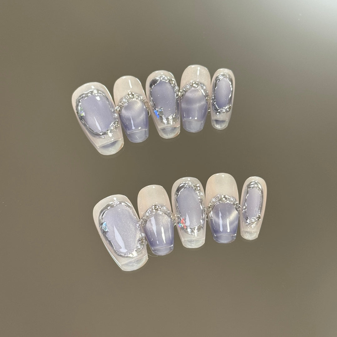 Galaxy Cat Eye PressOn Coffin Nails