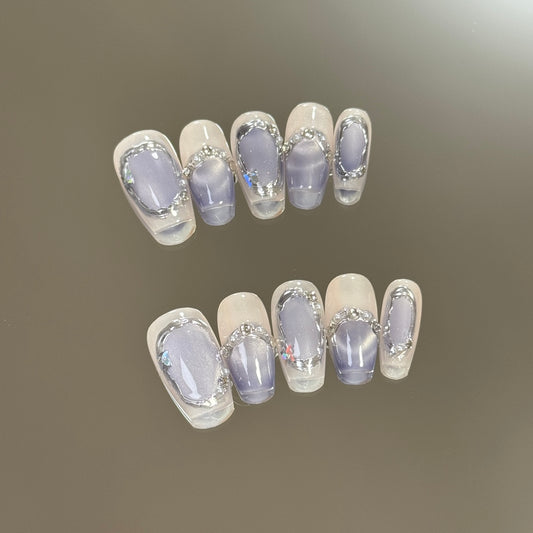 Galaxy Cat Eye PressOn Coffin Nails