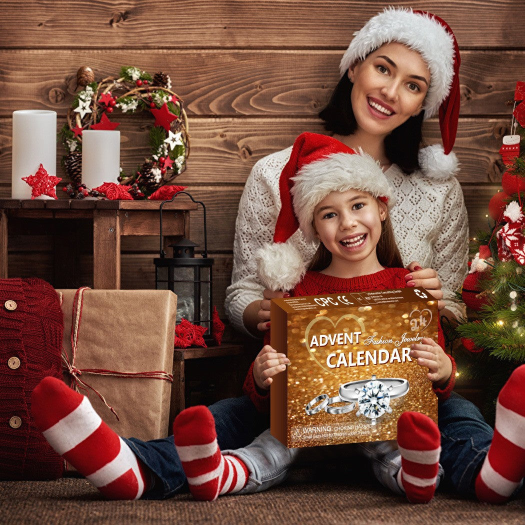 Christmas Countdown Blind Box Ornaments Blind Box Set Blind Box Ring Necklace Earrings Keychain Christmas 24-piece Set