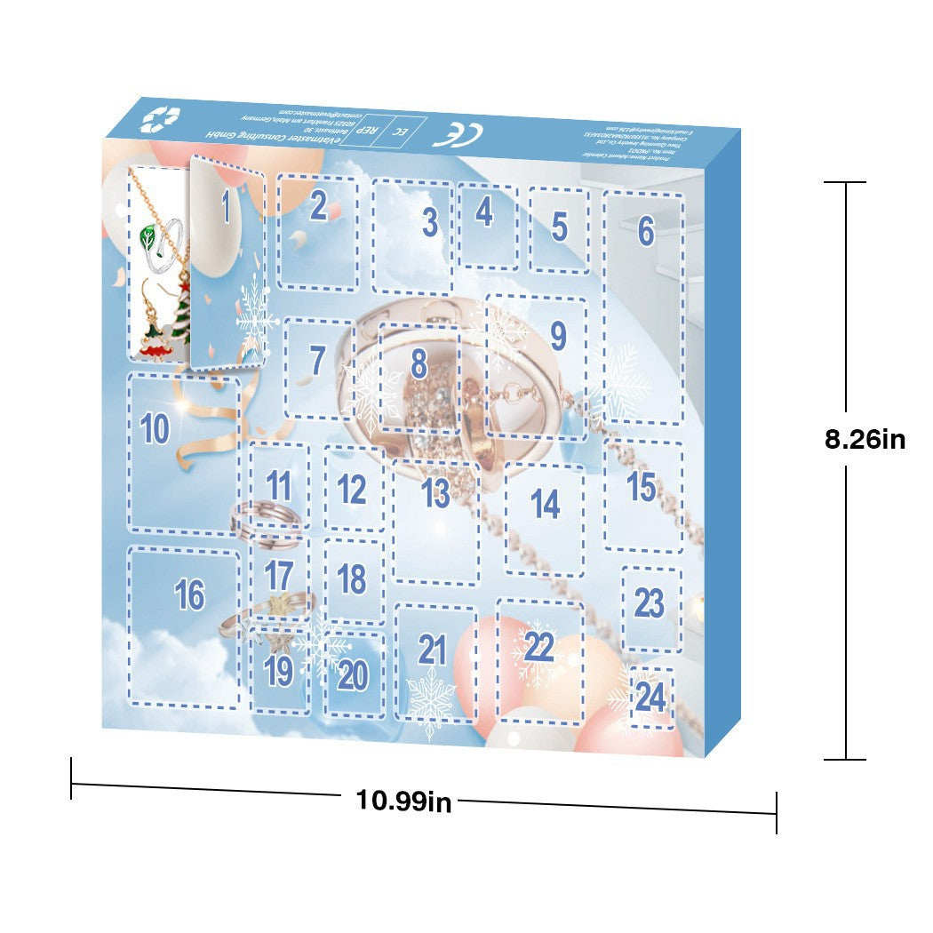 Christmas Countdown Blind Box Ornaments Blind Box Set Blind Box Ring Necklace Earrings Keychain Christmas 24-piece Set