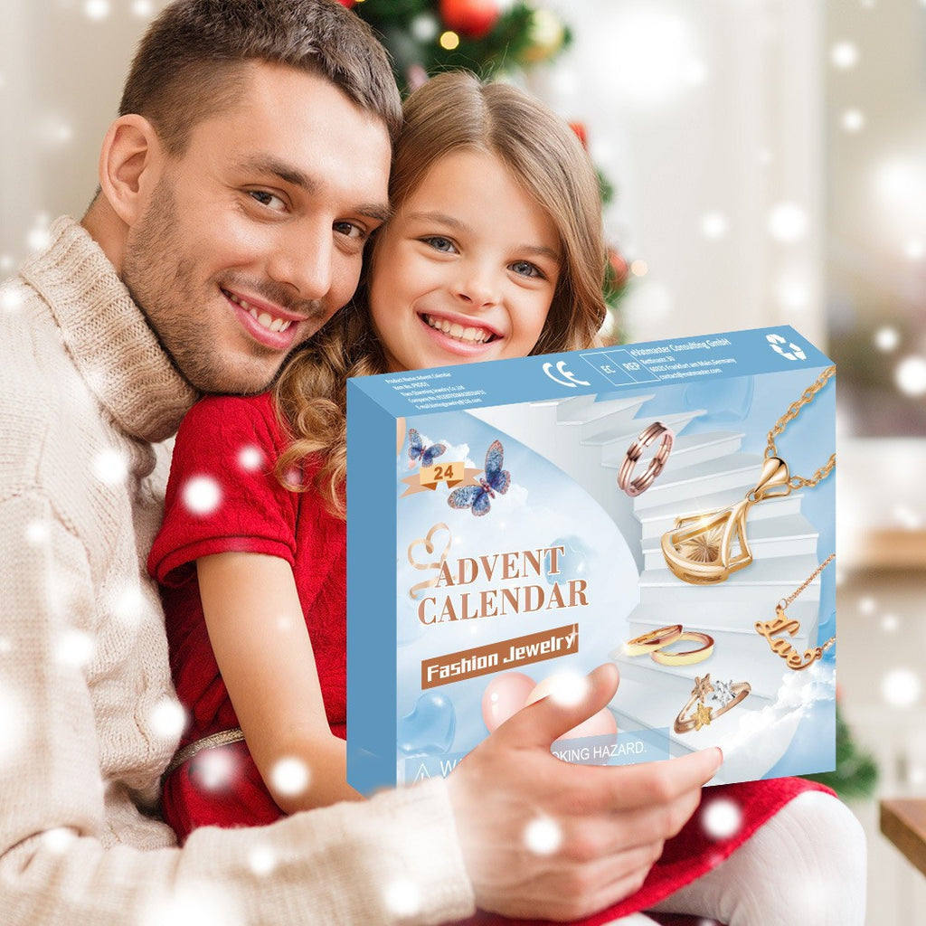 Christmas Countdown Blind Box Ornaments Blind Box Set Blind Box Ring Necklace Earrings Keychain Christmas 24-piece Set