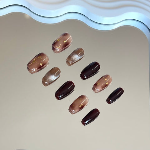 Handmade Ombre Coffin Nail Designs | Short Acrylic Coffin Nails for Autumn