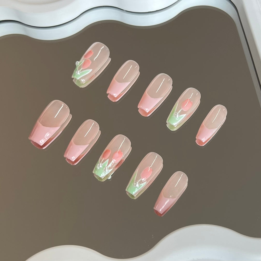 3. "Trendy Coffin Nails in Hot Pink with French Tips and Sparkling Pink Heart Designs"