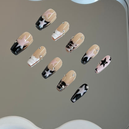 2. "Stylish Pink & Black Coffin PressOn Nails by Simskala, Y2K Reusable Collection"