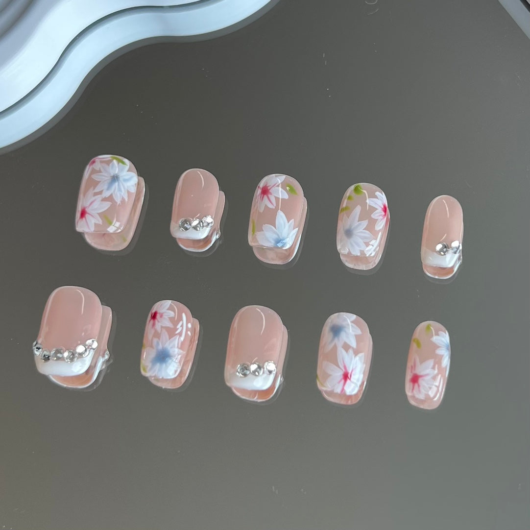 2. "Durable White and Pink French Tip PressOn Nails for Longlasting Nail Art"