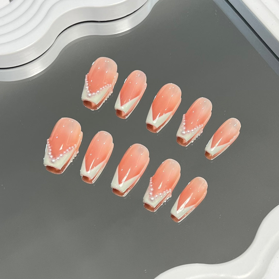 4. Transform Your Look with Pink Ombre French Tip Coffin Nails – PressOn Design