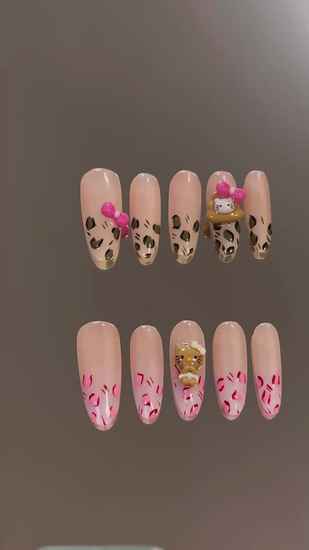  Leopard Print French Tip Nails  Pink Chrome PressOn