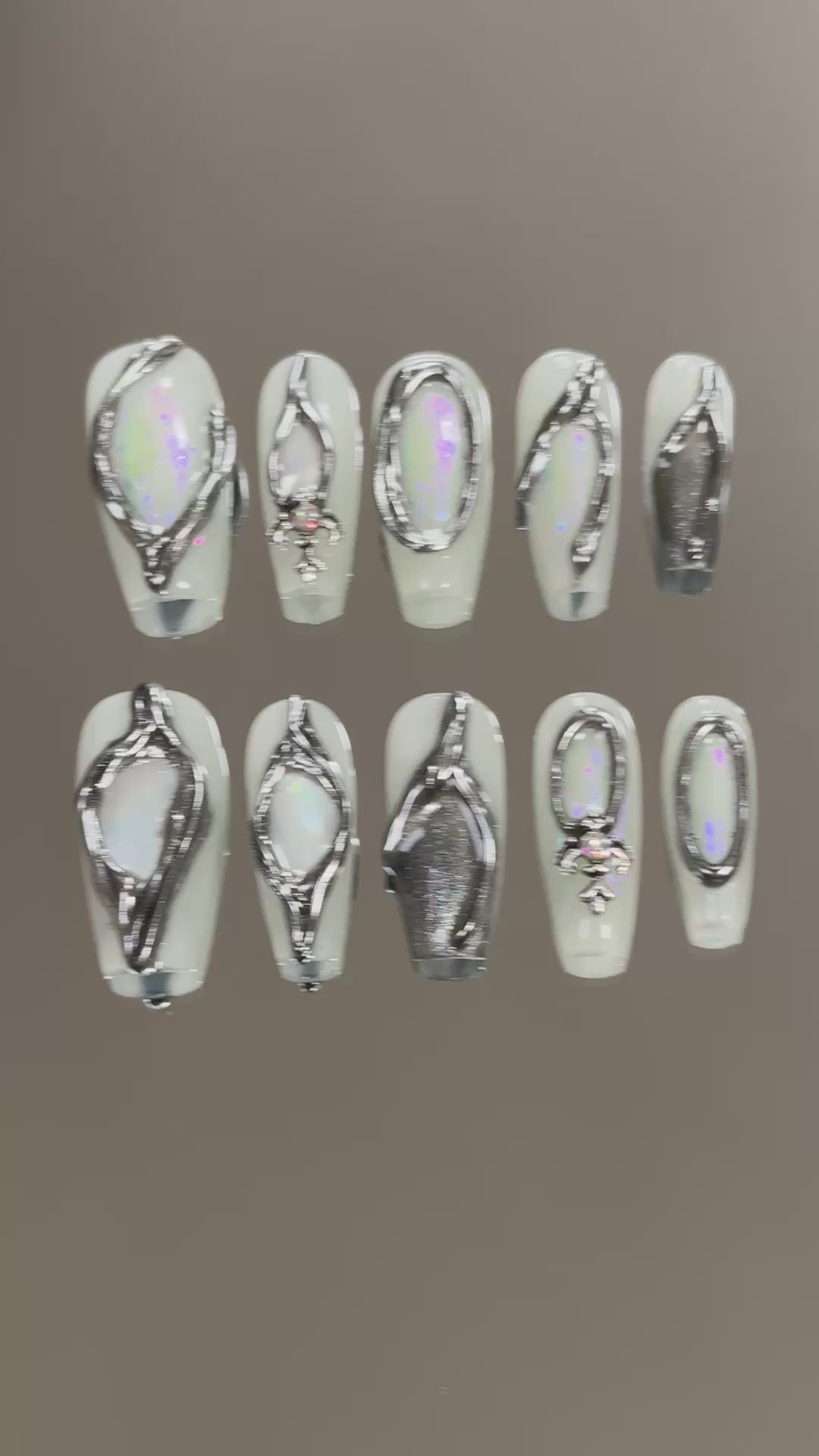 4. "Elegant White Chrome PressOn Coffin Nails for LongLasting Beauty"