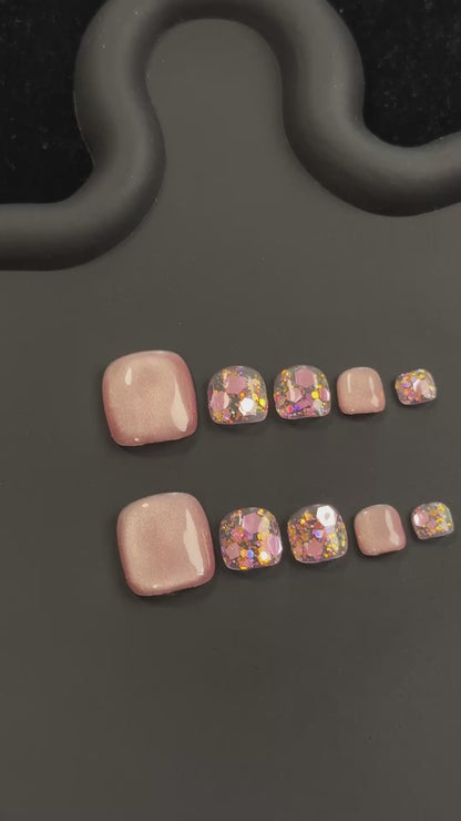 2. Short Square False Nail Ideas with a Sparkling Summer Look