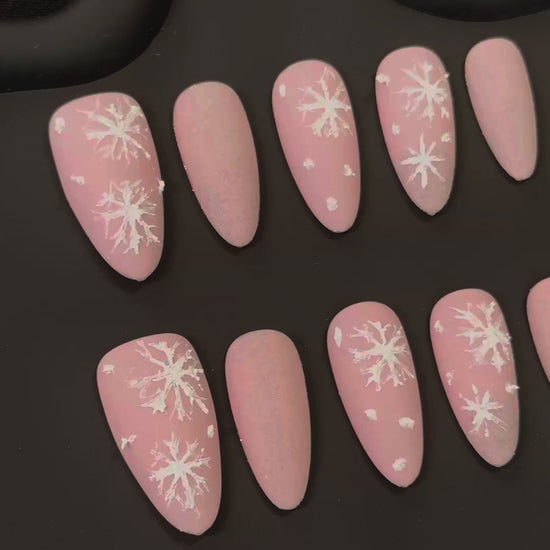 Product Video: Pink Chrome Snowflake Winter Nails