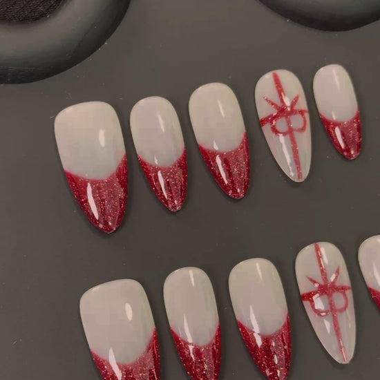 Product Video: Red Chrome BowAccented Almond Nails