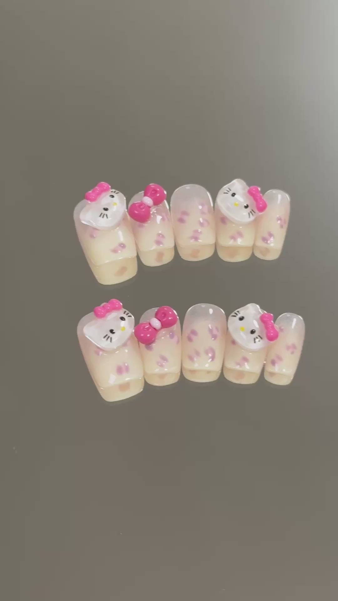 3. "Hello Kitty Themed Nail Art  Short Square PressOn Bows PDF"