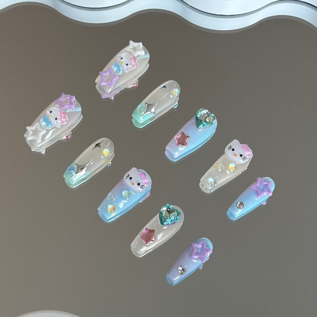 1. Adorable Hello Kitty PressOn Nails with Medium C Coffin Shape for Summer Fun