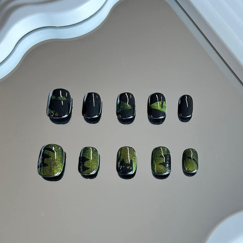 Halloween Cat Nails for Nails Reusable Nails Squoval Halloween Cat Eye Nails For Sale