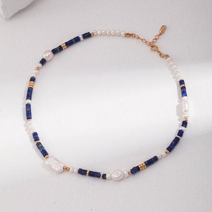 Baroque Pearls Silver Necklace Crystal Lapis Lazuli China Jewelry Sterling Silver Necklace