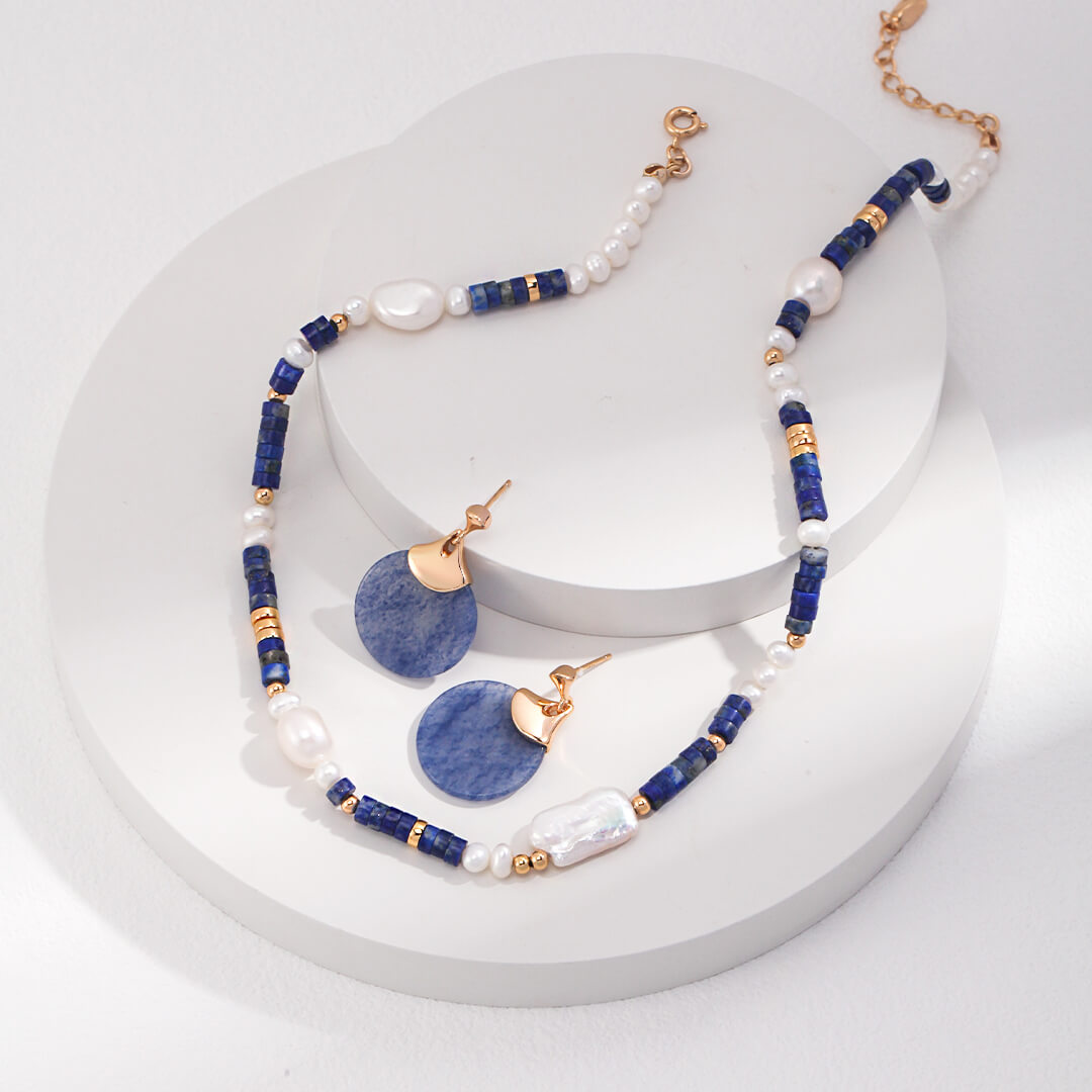 Baroque Pearls Silver Necklace Crystal Lapis Lazuli China Jewelry Sterling Silver Necklace