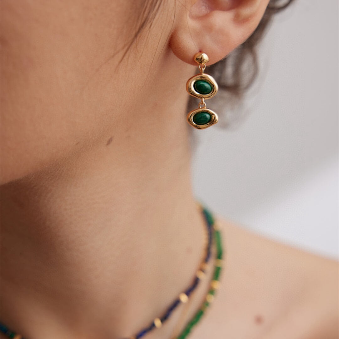 Sterling Silver Earrings Malachite Jewelry Black Agate S925 Ear Rings Women Jewelry Sale