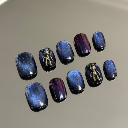 3. Shimmering Purple PressOn Nails with HighQuality Adhesive for Secure Fit